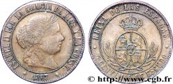 ESPAGNE 5 Centimos de Escudo Isabelle II / écu couronné 1867 Oeschger Mesdach & CO