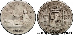 SPAIN 2 Pesetas “ESPAÑA” allongée / emblème 1869 Madrid