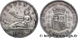 ESPAGNE 5 Pesetas “ESPAÑA” allongée / emblème 1870 Madrid