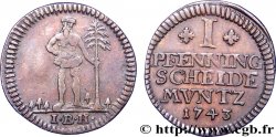 DEUTSCHLAND - BRAUNSCHWEIG 1 Pfenning Brunswick-Wolfenbutel type à “l’homme sauvage” 1743  SS 