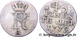 ALEMANIA - PRUSIA 1/48 Thaler Royaume de Prusse monogramme de Frédéric II 1772 Berlin