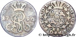 POLOGNE 1 Groschen monogramme de Stanislas Auguste / armes 1790 Varsovie TB 