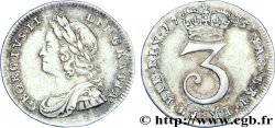 UNITED KINGDOM 3 Pence Georges Ier / emblème 1735 