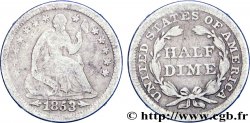 ÉTATS-UNIS D AMÉRIQUE 1/2 Dime Liberté assise variété avec date encadrée par des flèches 1853 Philadelphie