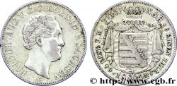 ALLEMAGNE - SAXE 1/6 Thaler Royaume de Saxe Frédéric Auguste II / blason 1842 Dresde TTB 