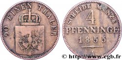GERMANY - PRUSSIA 4 Pfenninge Royaume de Prusse écu à l’aigle 1855 Berlin VF 