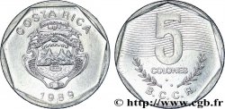 COSTA RICA 5 Colones emblème, émission du Banco Central de Costa Rica (BCCR) 1989 Vereinigte Deutsche Metallwerke