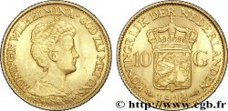 PAYS-BAS 10 Guldens or ou 10 Florins Wilhelmine / écu couronné 1912 Utrecht