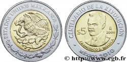 MEXICO 5 Pesos Centenaire de la Révolution : aigle / Francisco José Múgica Velázquez 2008 Mexico