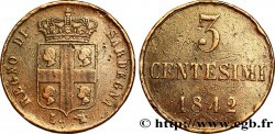 ITALIA - REINO DE CERDEÑA 3 Centesimi Royaume de Sardaigne 1826 Turin