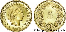 SUISSE 5 Centimes Helvetia 2008 Berne SPL 