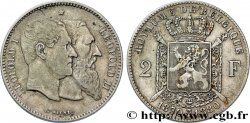 BELGIUM 2 Francs 50e anniversaire de l’indépendance 1880  XF 