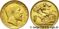 UNITED KINGDOM 1/2 Souverain Edouard VII / St Georges terrassant le dragon 1910 Londres AU 