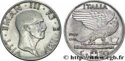 ITALIE 50 Centesimi  Victor Emmanuel III an XVIII / aigle sur faisceau 1940 Rome - R