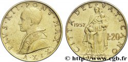 VATICAN ET ÉTATS PONTIFICAUX 20 Lire Pie XII an XIX / Caritas 1957 Rome