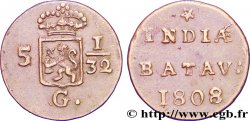 INDIE OLANDESI 5 1/32 Gulden (1/2 Duit) écu couronné des Pays-Bas 1808 Enkhuizen