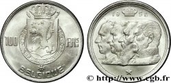 BELGIQUE 100 Francs armes au lion / portraits des quatre rois de Belgique, légende française 1950 