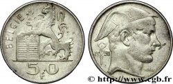 BELGIQUE 50 Francs lion posé sur les tables de la loi / Mercure légende flamande 1950 