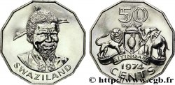 SWAZILAND 50 Cents Roi Msawati III / emblème national 1974  AU 