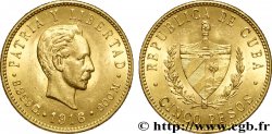 CUBA 5 Pesos OR emblème de la République / José Marti 1916  SUP 