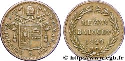 VATICANO Y ESTADOS PONTIFICIOS 1 Mezzo Baiocco frappé au nom de Grégoire XVI an XIV 1844 Rome MBC 