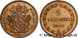 VATICANO Y ESTADOS PONTIFICIOS 2 Baiocchi frappe au nom de Pie IX an III 1848 Rome