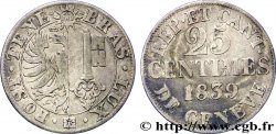 SUISSE - RÉPUBLIQUE DE GENÈVE 25 Centimes - Canton de Genève 1839 