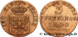 GERMANY - PRUSSIA 3 Pfenninge Royaume de Prusse écu à l’aigle 1840 Düsseldorf - D