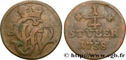 GERMANY - WIED-RUNKEL 1/4 Stuber monogramme de Johann Ludwig Adolf 1758 