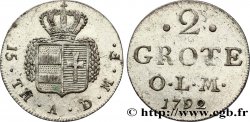 ALLEMAGNE - OLDENBOURG 2 Grote armes couronnée 1792  SUP 