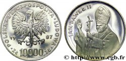 POLONIA 10000 Zlotych aigle / visite papale : Jean-Paul II 1987 Varsovie