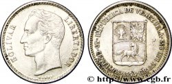VENEZUELA 50 Centimos emblème / Simon Bolivar 1954 Philadelphie TTB+ 