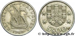 PORTUGAL 5 Escudos voilier / emblème 1980  MBC 