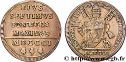 VATICAN ET ÉTATS PONTIFICAUX 1 Baiocco armes du vatican frappé au nom de Pie VII an I 1801 Rome TTB 