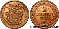 VATICAN ET ÉTATS PONTIFICAUX 2 Baiocchi frappe au nom de Pie IX an V 1851 Rome