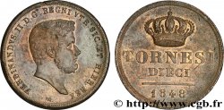 ITALY - KINGDOM OF THE TWO SICILIES 10 Tornesi Ferdinand II, roi de Naples et Sicile 1848  AU 