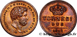 ITALIE - ROYAUME DES DEUX-SICILES 2 Tornesi Ferdinand II / couronne étoile à 6 pointes 1843 Naples