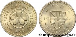 GHANA 10 Pesewas fèves de cacao / blason 1967  SPL 