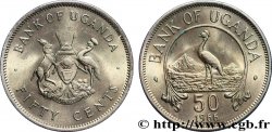 UGANDA 50 Cents armes / grue et paysage de montagne 1966  fST 
