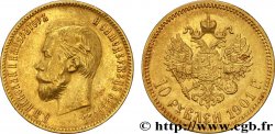 RUSSIE 10 Roubles Tsar Nicolas II / aigle impérial, initiales du maître d’atelier Félix Zaleman variété tranche B 1901 Saint-Petersbourg