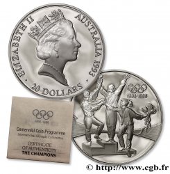 AUSTRALIEN 20 Dollars Proof Centenaire du Comité Olympique : Athlètes sur podium 1993  fST 