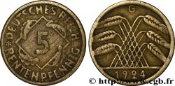 ALLEMAGNE 5 Rentenpfennig gerbe de blé 1924 Karlsruhe - G TB+ 