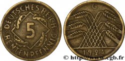 DEUTSCHLAND 5 Rentenpfennig gerbe de blé 1924 Karlsruhe - G
