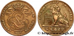 BELGIO 5 Centimes monograme de Léopold couronné / lion 1857 