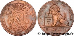 BELGIUM 5 Centimes monograme de Léopold couronné / lion 1857 