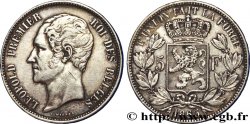 BELGIQUE 5 Francs Léopold Ier / écu couronné  1865 