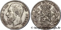 BELGIO 5 Francs Léopold II 1871 