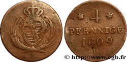 GERMANY - SAXONY 4 Pfennige Royaume de Saxe armes couronnées 1809 Dresde
