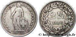 SUIZA 2 Francs Helvetia 1886 Berne - B BC+ 