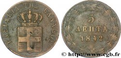 GRECIA 5 Lepta Blason grand module 1842  q.BB 